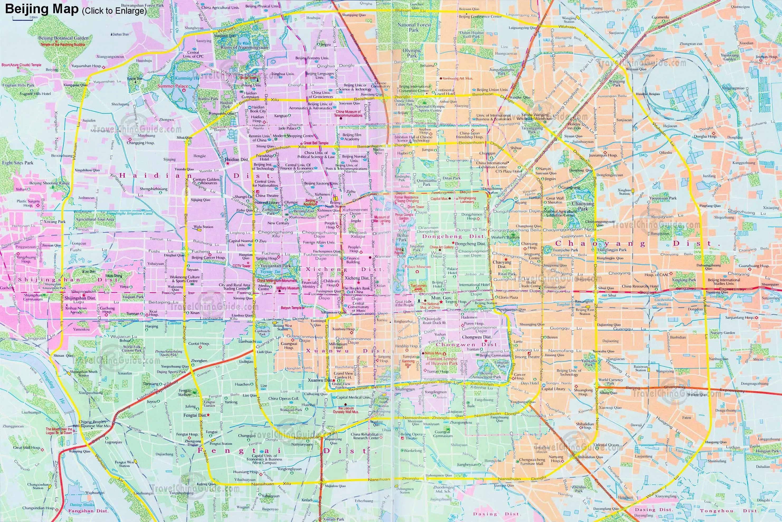 Beijing Maps: Attractions, Subway, Downtown and District ...