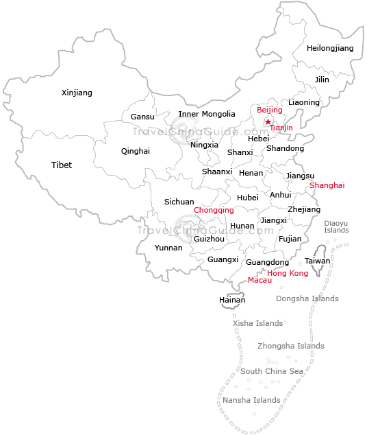 Map of China provinces