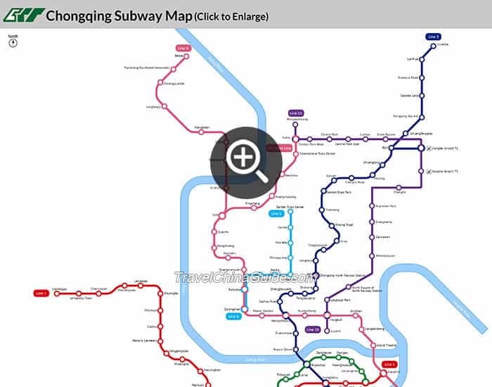 Chongqing metro planning map with major subway lines