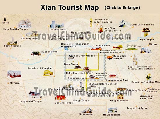 Xian tourist attractions map