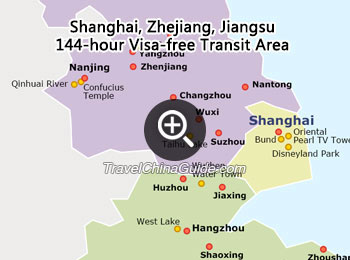 Shanghai, Zhejiang, Jiangsu 144-hour visa-free transit area