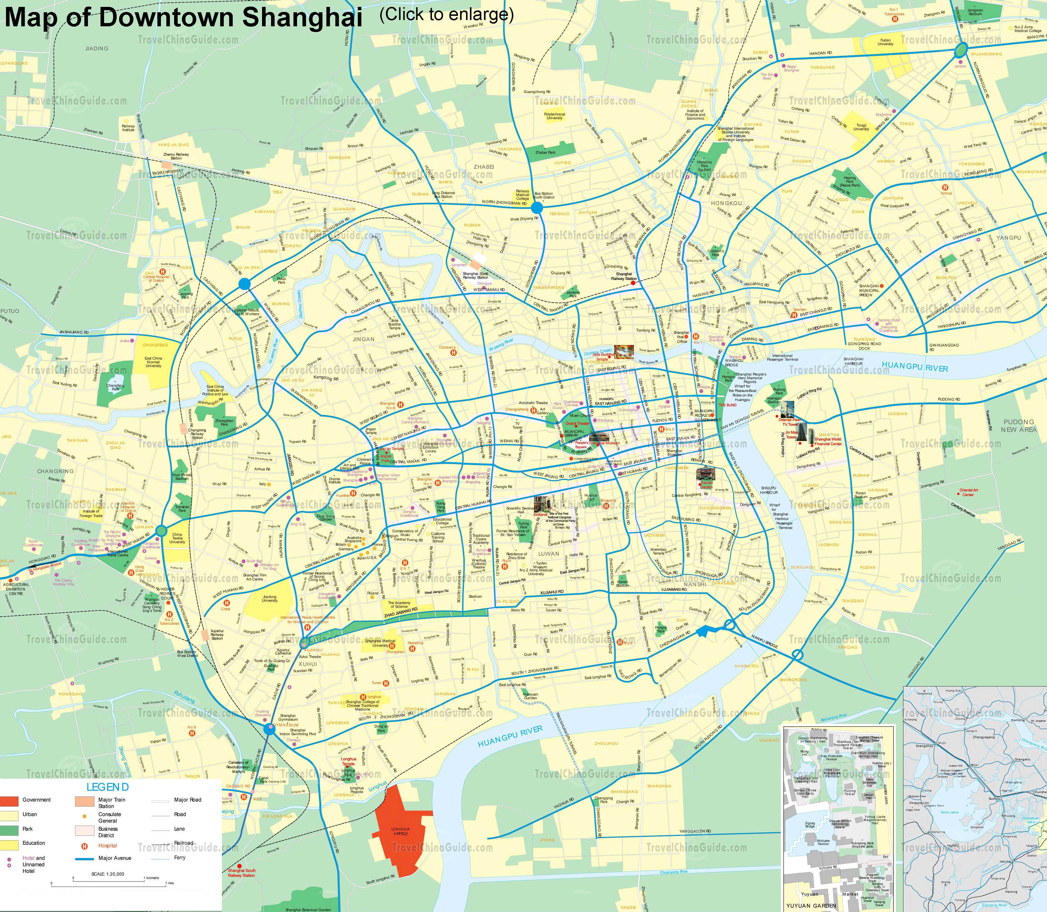 Maps of Shanghai China: Streets, Subway Lines, Attractions, City ...