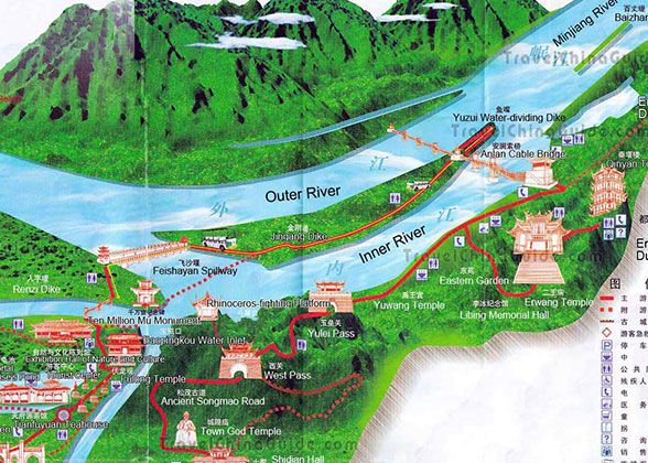 Map of Dujiangyan Irrigation Project