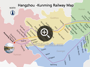 Hangzhou - Kunming Railway Map
