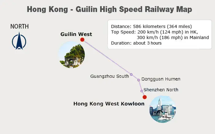 Hong Kong - Guilin High Speed Railway Map