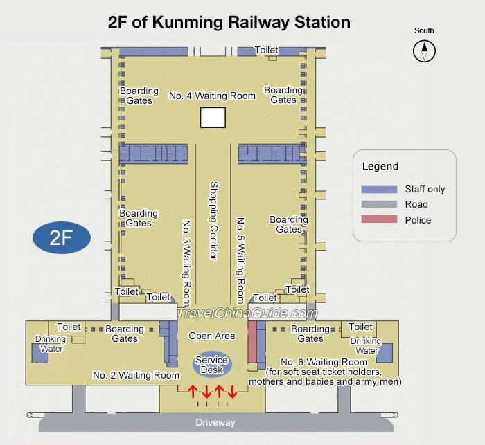 Map of Kunming Railway Station 2F