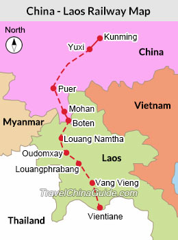 Map of China - Laos Railway