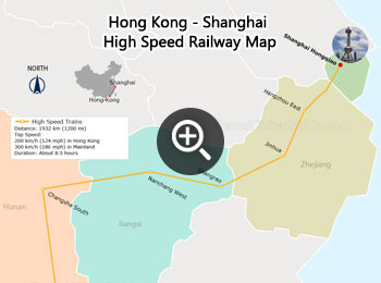 Hong Kong - Shanghai High Speed Railway Map