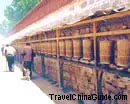 The everlasting prayer wheels in a Tibetan Buddhist monastery