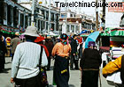 Barkhor Street, a very famous commercial street in Lhasa