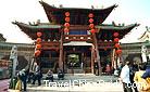 A double-eave wooden arch in front of the Temple of the City God, Pingyao City, Shanxi.