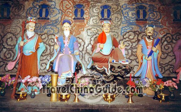 Color-painted clay figures in the temple