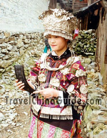 "Silver decorated dressing of Miao girl"