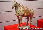 Tri-colored porcelain horse in the museum