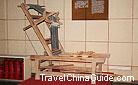 A reproduction of a level loom of the Han Dynasty. There are three kinds of looms in the Dynasty: level, tilted and jacquard looms. 0040349