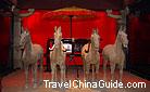 Four horses pulling the imperial carriage, unearthed in the Mausoleum of Western Han Emperor Liu Qi, Xianyang. 0038016