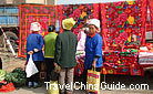 A bed-cloth stall
