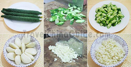 Ingredients of Cucumber with Mashed Garlic
