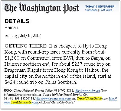 TravelChinaGuide recommended by the Washington Post