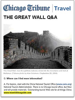 TravelChinaGuide recommended by Chicago Tribune