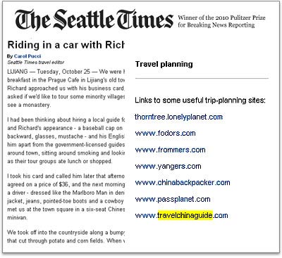 TravelChinaGuide recommended by the Seattle Times