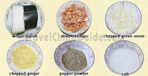 Ingredients of Dried Shrimps and Winter Melon