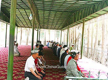 Muslims make a prayer in the mosque