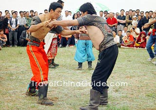 Mongolian Wrestling on Nadam Fair
