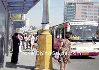 Bus Stop and Public Bus in Urumqi