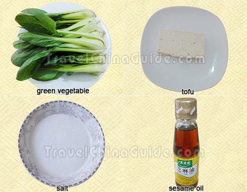 Ingredients of Vegetable and Tofu Soup