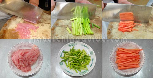 Preparation for Shredded Pork with Garlic Sprouts