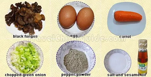 Ingredients of Fried Egg with Black Fungus