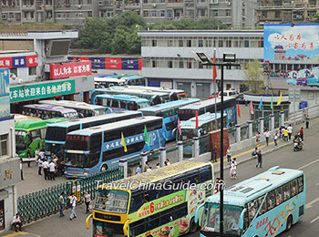 Long-distance Buses in Xi'an Bus Station of Shaanxi
