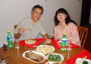 Mr.Javier Jimenez & Ms. Veronica Lorraine Jimenez Having Dinner in a Local Family