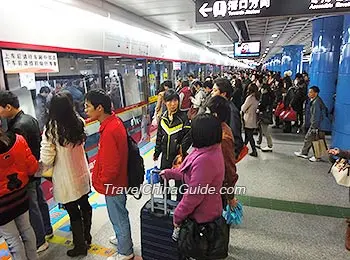 Passengers are waiting for subway train.