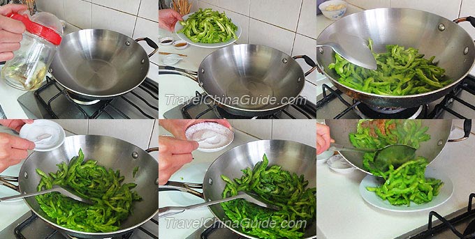 Making Stir-fried Bitter Melon