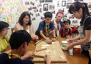Our Guests Learning to Make Dumplings