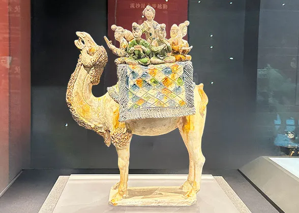 Tri-Color Camel Carrying a Musical Band
