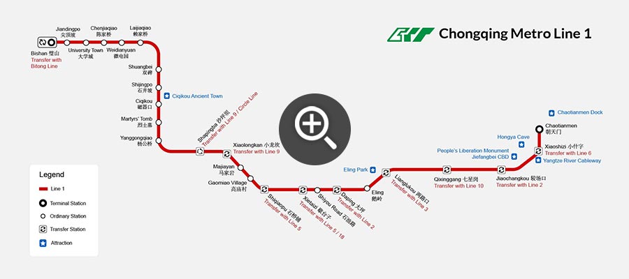 Map of Chongqing Metro Line 1