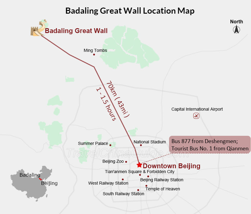 Badaling Great Wall Location Map