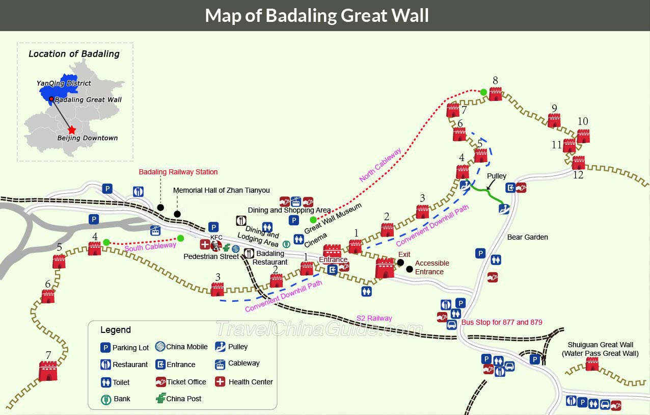 Map Of Badaling Great Wall Beijing China