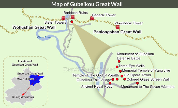 Map of Gubeikou Great Wall