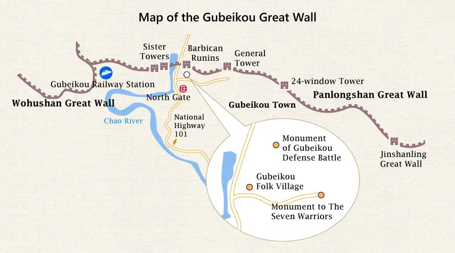 Map of the Gubeikou Great Wall