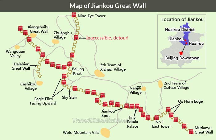 Jiankou Great Wall Map