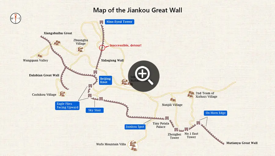 Jiankou Great Wall Map