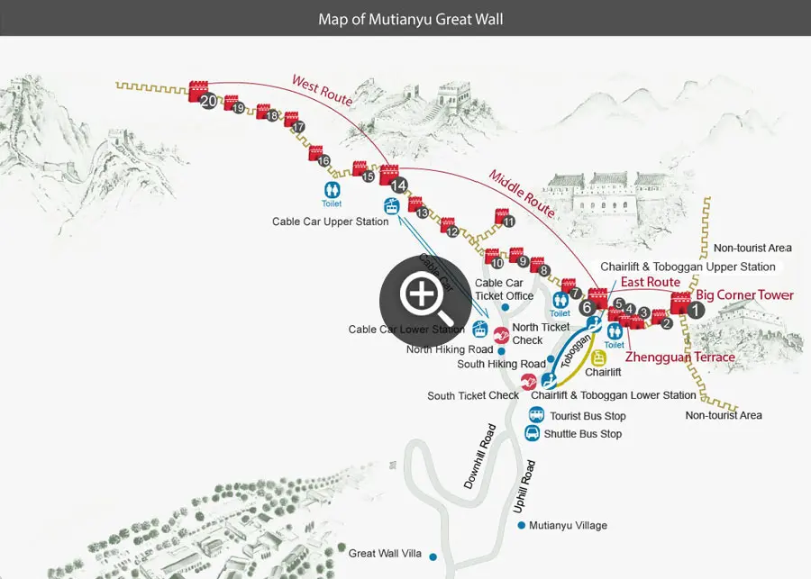 Map of Mutianyu Great Wall