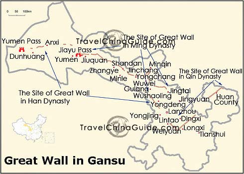 Map of Gansu Great Wall