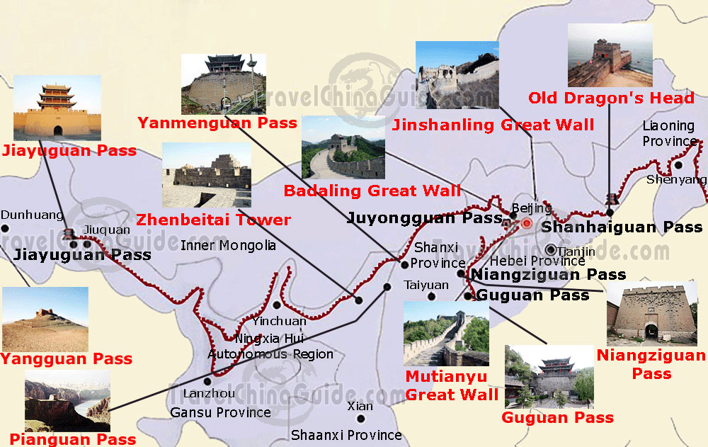 China Great Wall Sections Scenes In Beijing Gansu Hebei