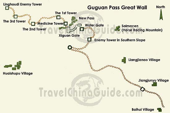 Guguan Pass Great Wall Map