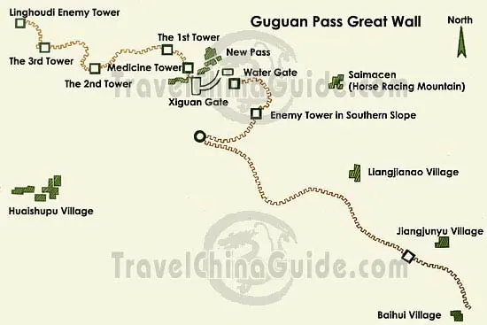 Guguan Pass Great Wall Map